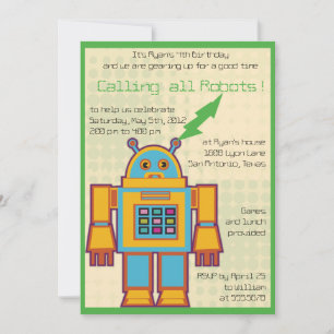 Invitation Robot-anniversaire de enfant rétro -3