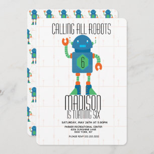 Invitation Robot Boys fête d'anniversaire