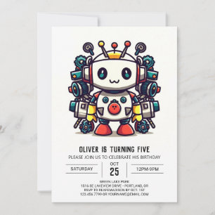 Invitation Robot de construction métallique Anniversaire