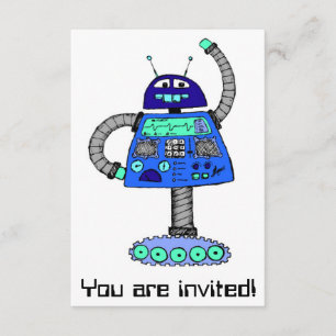 Invitation Robot de Frankie : Bleu sur le blanc