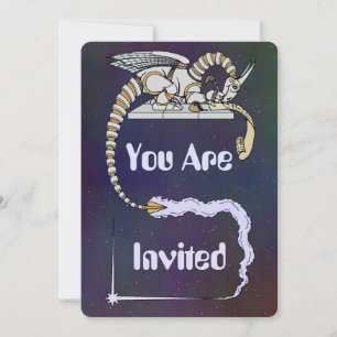 Invitation Robot Dragon Ecriture dans Scroll