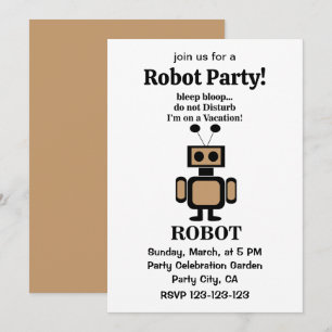 Invitation Robot Funny Tech Party