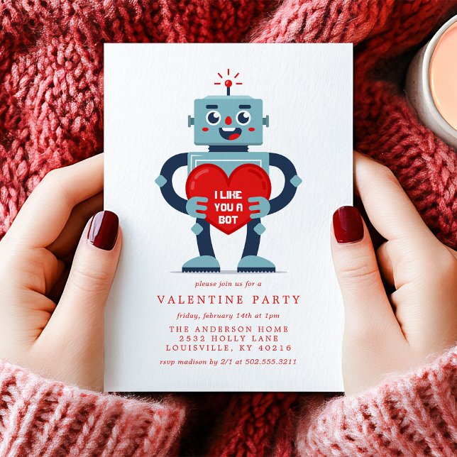 Invitation Robot Heart Cute Valentine's Day Party (Créateur téléchargé)