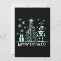 Robot IA avec arbre de Noël Tech - Joyeux Techmas