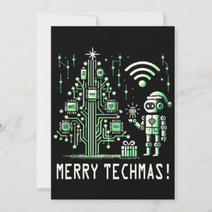 Invitation Robot IA avec arbre de Noël Tech - Joyeux Techmas