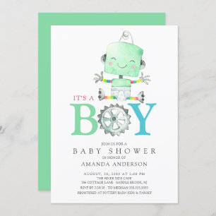 Invitation Robot mignon C'est un Baby shower garçon