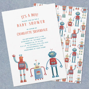 Invitation Robot mignon C'est un Baby shower garçon Invitatio