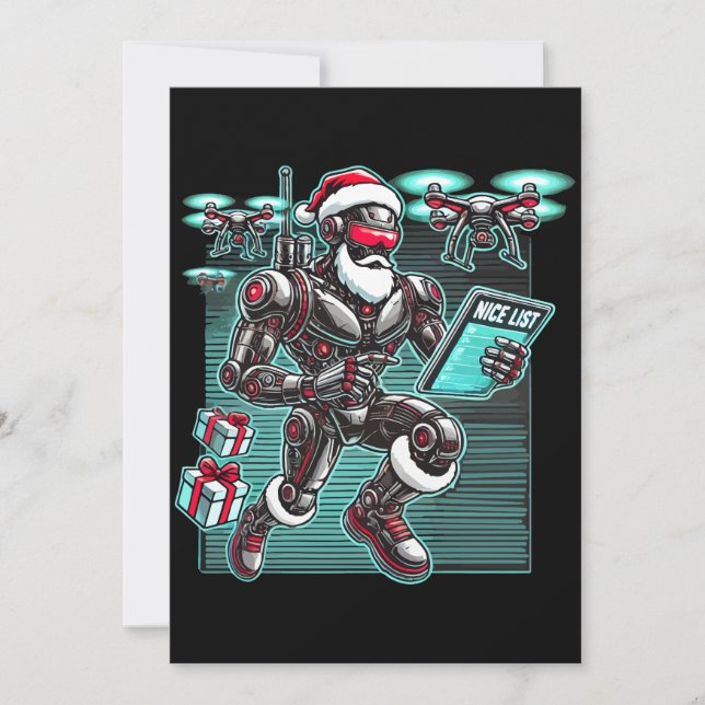 Invitation Robot Père Noël alimenté par l'IA avec des drones  (Devant)