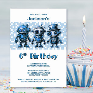 Invitation Robot Thème 6ème anniversaire fête