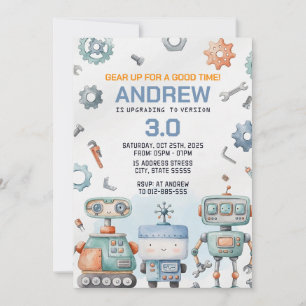 Invitation Robots d'anniversaire pour un bon moment Équipemen