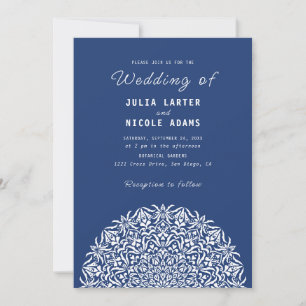 Invitation Roche corallienne rouge et bleue Mandala de mariag