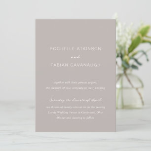 Invitation Rochelle Taupe Moderne Contemporain Mariage Élégan
