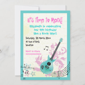 Invitation Rocher star girly électrique guitare anniversaire