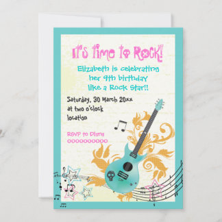 Invitation Rocher star girly électrique guitare anniversaire