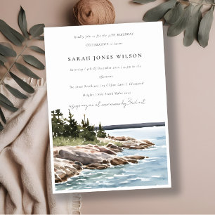 Invitation Rocheuse Pine Mountain Aquarelle Mer Anniversaire