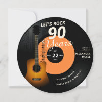 Rock 90 ans Guitare Vintage record Anniversaire