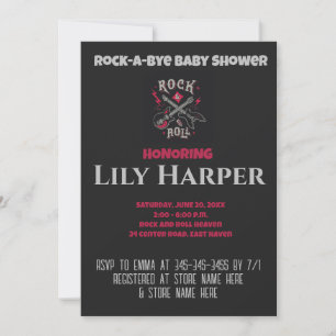 Invitation Rock a Bye Guitare Rock Star Baby shower