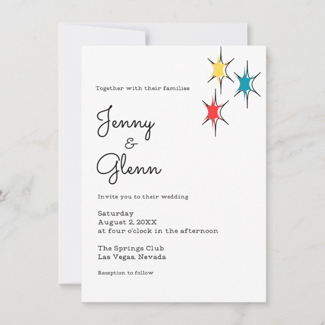 Invitation Rock and Roll 1950s Style Mariage (Devant)