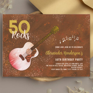 Invitation Rock and Roll 50e Anniversaire Guitare Rustique Br