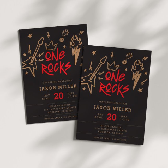 Invitation Rock and Roll Metal pour enfants 1er anniversaire (Créateur téléchargé)