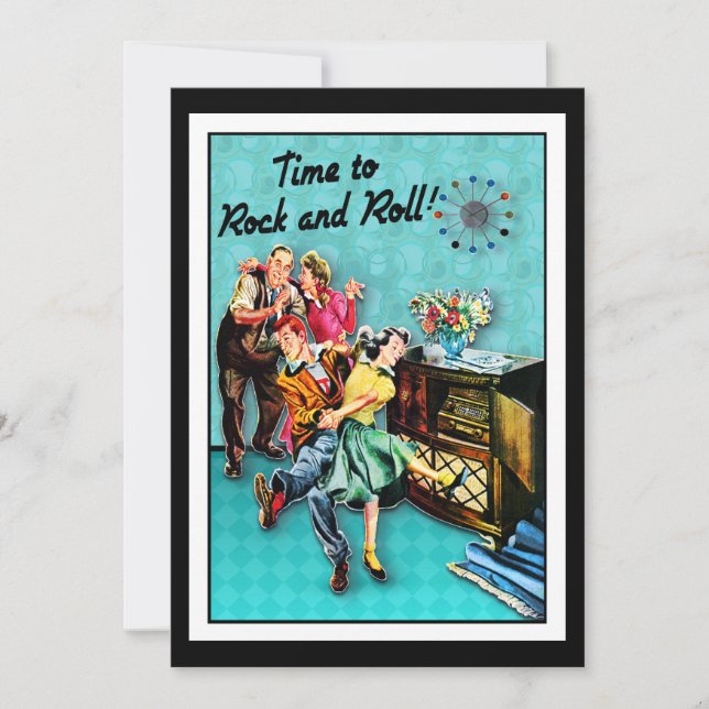 Invitation Rock and Roll Retro Jukebox Party Personnalisé (Devant)