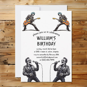 Invitation Rock and Roll Skeletons Anniversaire