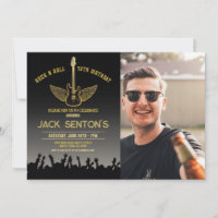 Rock Birthday Party Festival Guitar Photo Invitati