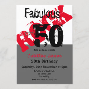Invitation Rock Chick 50 et Fabulous Red Black 50e anniversai