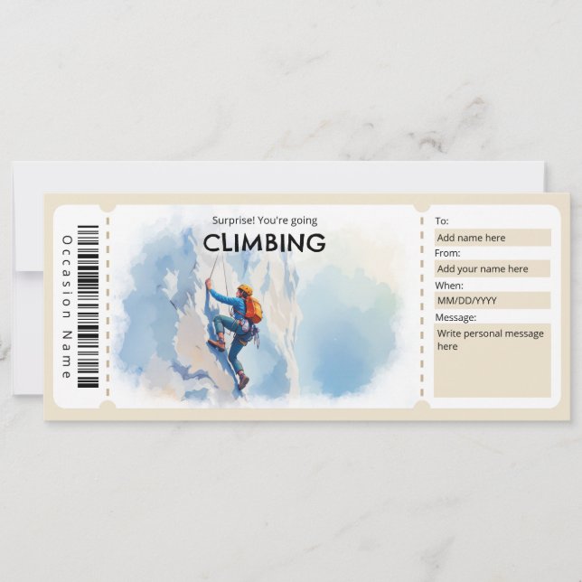 Invitation Rock Climbing Gift Certificate (Devant)
