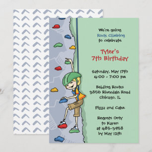 Invitation Rock Escalade Boy Blonde cheveux Anniversaire Fête