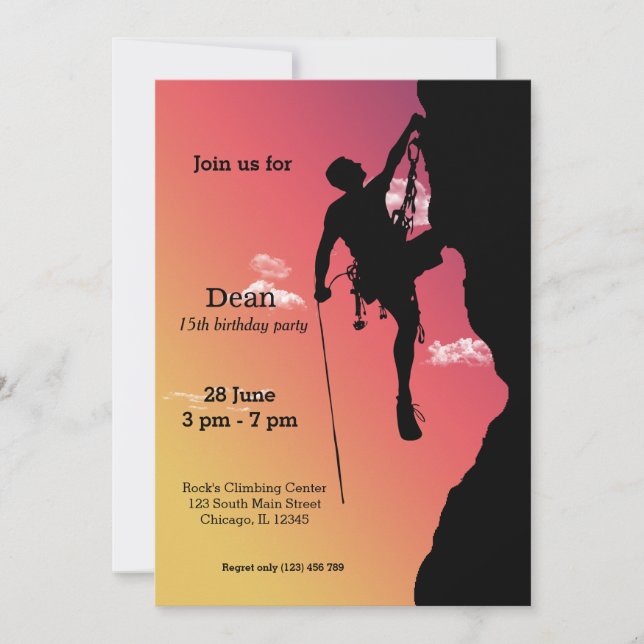 Invitation Rock Escalade Party (Devant)