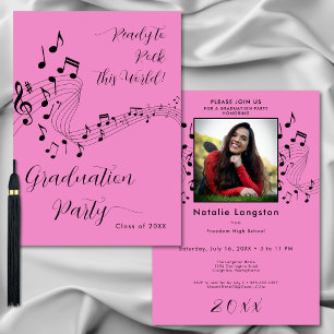 Invitation Rock Music Black & Pink Photo Graduation Party