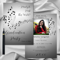 Rock Music Black & White Photo Graduation Party