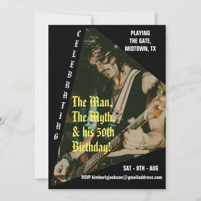 Invitation Rock Music Custom Photo 50th Birthday Party (Devant)