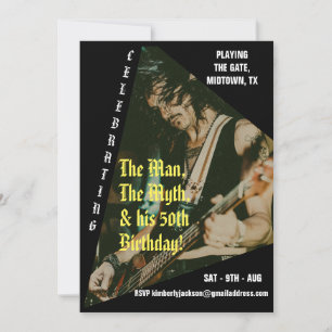 Invitation Rock Music Custom Photo 50th Birthday Party