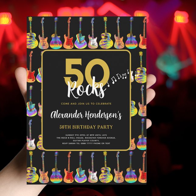 Invitation Rock n Roll 50e fête d'anniversaire (Rock and roll 50th birthday party invitation )
