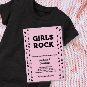 Invitation Rock N Roll Guitare Baby Girl Douche