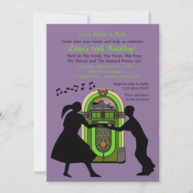 Invitation Rock 'n Roll Party (Devant)