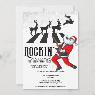 Invitation Rock N Roll Père Noël Reindeer Rockin Fête de Noël