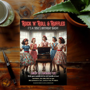 Invitation Rock 'n' Roll Ruffles Fête d'anniversaire des anné