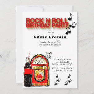 Invitation Rock n'Roll Jukebox fête d'anniversaire
