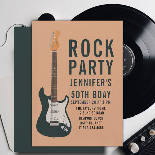 Invitation Rock Party Guitare Peach Adulte Moderne Amusement
