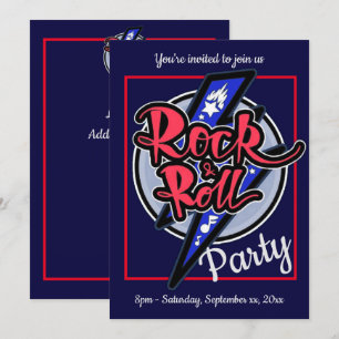 Invitation Rock & Roll Foudre Bleu Party
