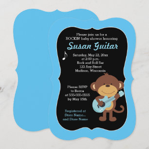 Invitation Rock Star Monkey Baby shower / Choisissez la coule