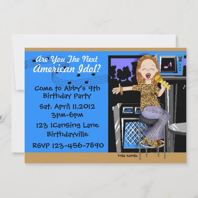 Invitation Rock Star Party for Girls (Devant)