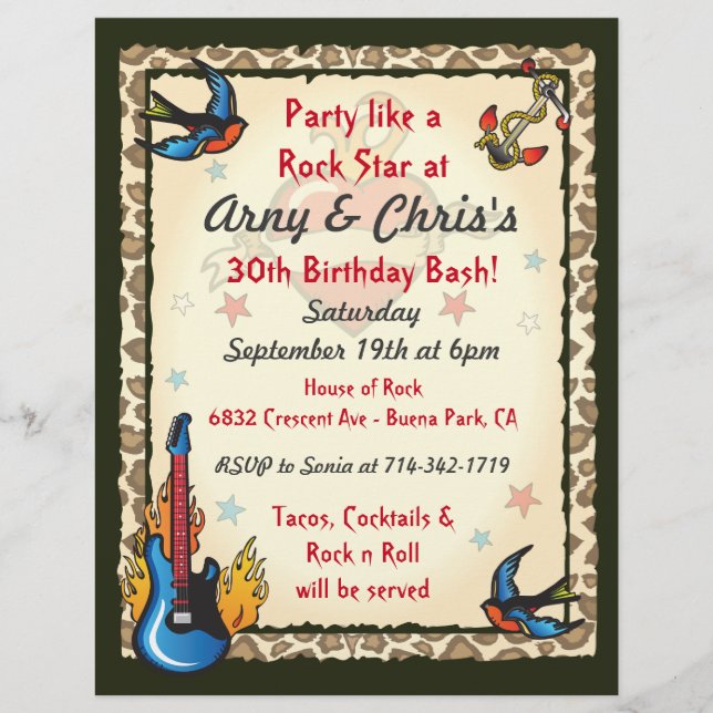 Invitation Rock Star pour Sonia (Devant)