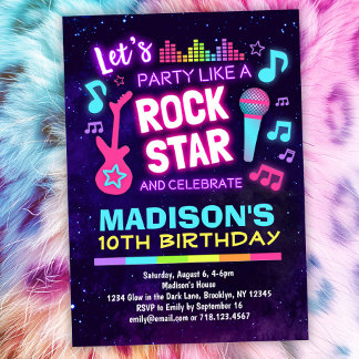 Invitation Rock Star Thème Anniversaire