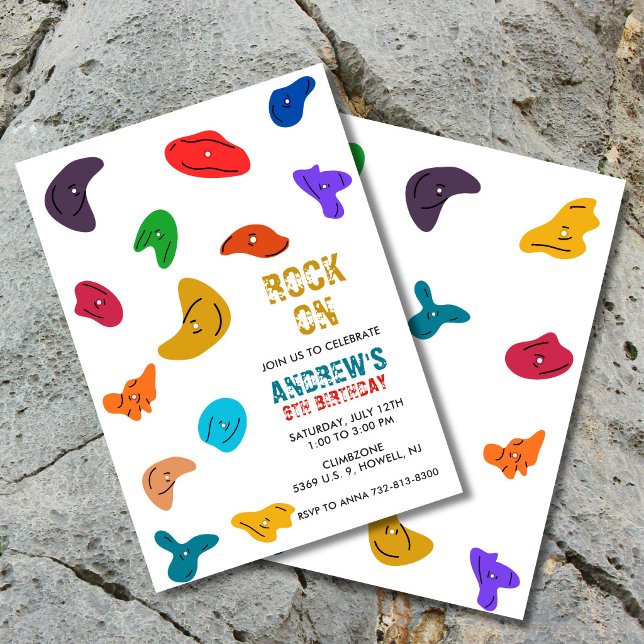 Invitation Rock Wall Climbing Birthday  (colorful rock climbing kids invite, fun, modern and fully customizable)