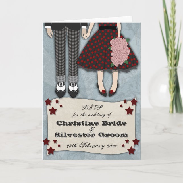 Invitation Rockabilly Mariage, RSVP (Devant)