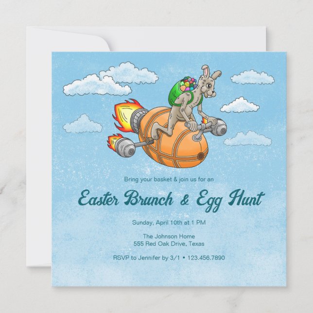 Invitation Rocket Bunny's Easter Brunch & Egg Hunt (Devant)